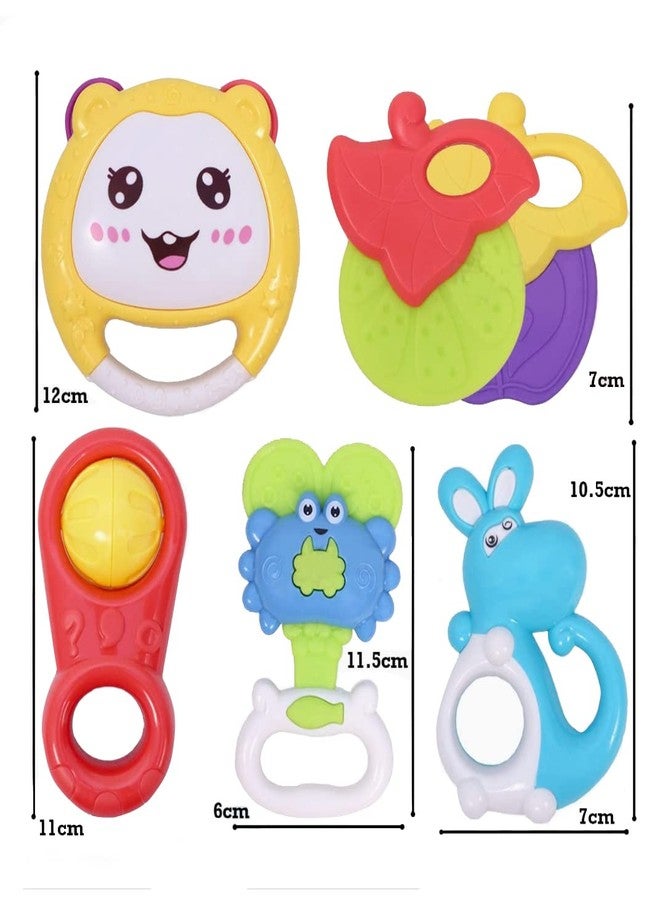 IndusBay® Cute Baby Rattles Toy for Infants - Set of 8pcs Rattles - Teether, Shaker, Spin Rattle, Grab, Musical Toy Set for Babies Toddlers Newborn, Multicolor - Image 4